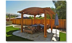 backyard closed roof pergola for shade near San Jose, CA